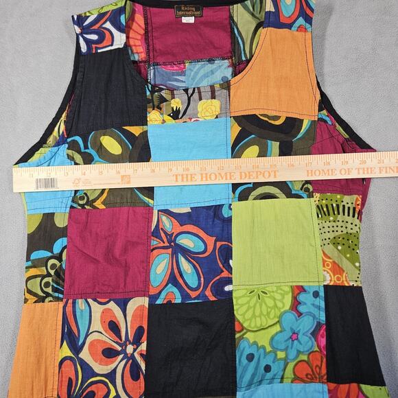 Rising International Patchwork Dress Size XXL Sun Dress Boho Hippie Artsy Cotton - Picture 12 of 14
